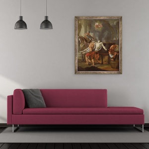 Tablou inramat - Charles Le Brun - O schita a Martiriului Sfantului Ioan Evanghelistul, 1641, 50 x 60 cm - Img 2