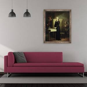 Tablou inramat - Charles Louis Lucien Muller - Regina Maria Antoinette in conciergerie - Masa de Rugaciune, 50 x 60 cm - Img 2