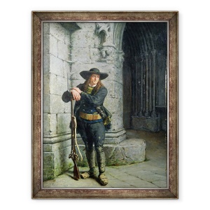 Tablou inramat - Charles Loyeux - Breton inarmat pazind o veranda, 70 x 90 cm