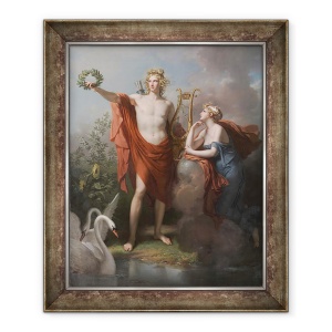 Tablou inramat - Charles Meynier - Apollo, Zeul Luminii, Eloquenta, Poezia si Artele Plastice cu Urania, Muza Astronomiei, 70 x 85 cm
