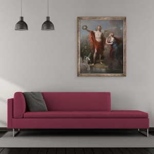 Tablou inramat - Charles Meynier - Apollo, Zeul Luminii, Eloquenta, Poezia si Artele Plastice cu Urania, Muza Astronomiei, 70 x 85 cm - Img 2