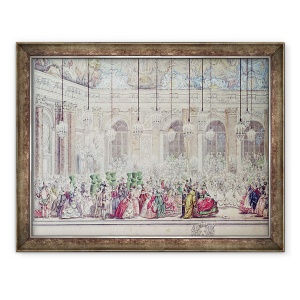 Tablou inramat - Charles Nicolas II Cochin - Balul mascat la Galerie des Glaces cu ocazia casatoriei Delfinului cu Marie-Therese, 70 x 90 cm