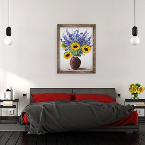 Tablou inramat - Christopher Ryland - Flori de vara in Brown Ulcior, 70 x 90 cm - Img 3