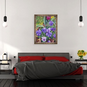 Tablou inramat - Christopher Ryland - Ghivece de flori cu panselute, 70 x 90 cm - Img 3