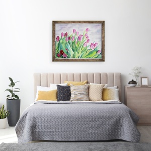 Tablou inramat - Christopher Ryland - Lalele dupa fereastra, 70 x 90 cm - Img 3