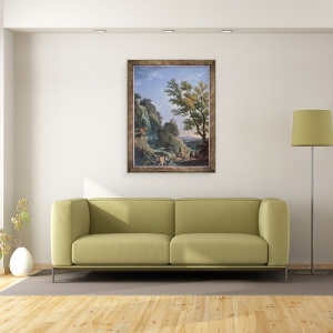Tablou inramat - Claude Joseph Vernet - Peisaj cu cascada si figuri, 70 x 90 cm - Img 2