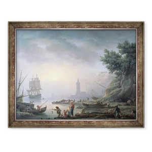 Tablou inramat - Claude Joseph Vernet - Portul maritim in zori, 60 x 80 cm