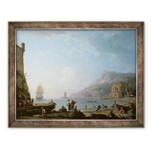 Tablou inramat - Claude Joseph Vernet - Scena de dimineata intr-un golf, 60 x 80 cm