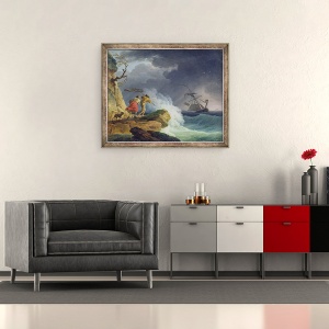 Tablou inramat - Claude Joseph Vernet - Scene de coasta intr-o furtuna, 50 x 60 cm - Img 2