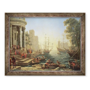 Tablou inramat - Claude Lorrain - Portul maritim cu imbarcarea Sf. Ursula, 70 x 90 cm
