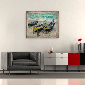 Tablou inramat - Claude Monet - Trei barci de pescuit, 50 x 60 cm - Img 2