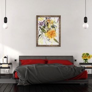 Tablou inramat - Claudia Hutchins-Puechavy - Galbenele si alte flori II, 70 x 90 cm - Img 3
