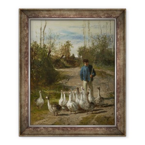 Tablou inramat - Constant-Emile Troyon - Gooseherd, 50 x 60 cm