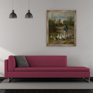 Tablou inramat - Constant-Emile Troyon - Gooseherd, 50 x 60 cm - Img 2