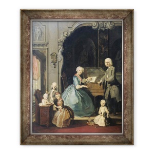 Tablou inramat - Cornelis Troost - Grupul de familie langa un clavecin, 50 x 60 cm
