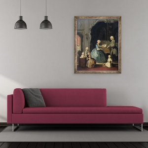 Tablou inramat - Cornelis Troost - Grupul de familie langa un clavecin, 50 x 60 cm - Img 2