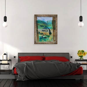 Tablou inramat - Cosima Duggal - Vizualizarea campurilor din fereastra, 70 x 90 cm - Img 3