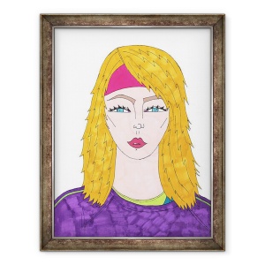 Tablou inramat - Daisy de Villeneuve - Fata blonda cu Headband roz, 70 x 90 cm