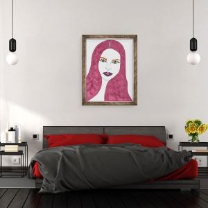Tablou inramat - Daisy de Villeneuve - Par lung si rosu, 70 x 90 cm - Img 3