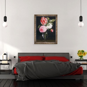 Tablou inramat - Daniel Seghers - Flori intr-o vaza de sticla, 60 x 80 cm - Img 3