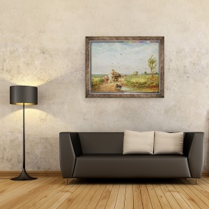Tablou inramat - David Cox - Mergand la Hayfield, 70 x 90 cm - Img 2