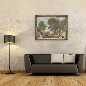 Tablou inramat - David Cox - Peisaj cu un om de spalat picioarele la o fantana, 60 x 80 cm - Img 2