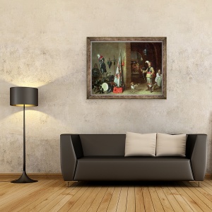 Tablou inramat - David Teniers the Younger - Camera de paza, 70 x 90 cm - Img 2