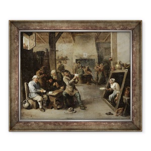 Tablou inramat - David Teniers the Younger - Jucatorii de carti, 70 x 85 cm