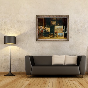Tablou inramat - David Teniers the Younger - Pictorul Maimuta, 70 x 90 cm - Img 2