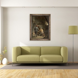 Tablou inramat - David Teniers the Younger - taranii de un han de foc, 70 x 90 cm - Img 2