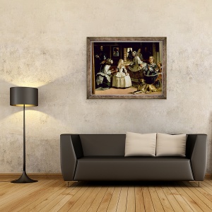 Tablou inramat - Diego Rodriguez de Silva y Velazquez - Las Meninas, detaliu al jumatatii inferioare reprezentand familia lui Filip al IV-lea 1605-65 din Spania, 70 x 90 cm - Img 2