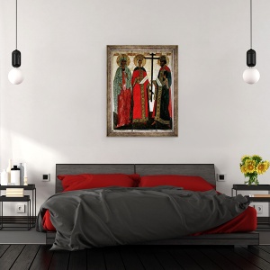 Tablou inramat - Dionisy - Icoana ilustrand SS. Constantin, Helena si Agatha, scoala Novgorod, 70 x 90 cm - Img 3