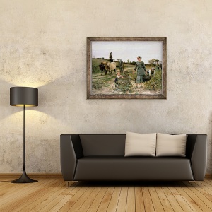 Tablou inramat - Edouard Debat-Ponsan - Coltul unei podgorii, Languedoc, 70 x 90 cm - Img 2