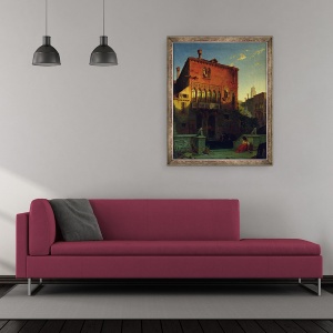 Tablou inramat - Eduard Gerhardt - Casa lui Othello, Moore in Venetia, 50 x 60 cm - Img 2
