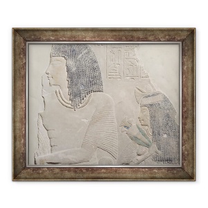 Tablou inramat - Egyptian 18th Dynasty - Relief ilustrand Imenmes si Dejat, parintii generalului Imeneminet, dintr-un mormant din Memphis, New Kingdom, 50 x 60 cm