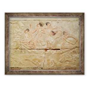 Tablou inramat - Egyptian 6th Dynasty - Relief reprezentand barbati intr-o barca, de la mormantul Printesei Imut, Vechiul Regat, 60 x 80 cm
