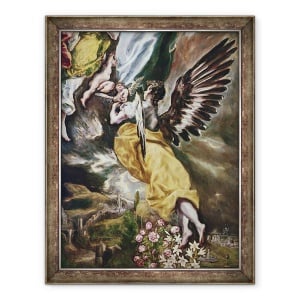 Tablou inramat - El Greco - Conceptia Imaculata detaliu de inger, flori, 60 x 80 cm