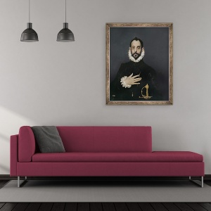 Tablou inramat - El Greco - Domnul cu mana pe piept, 50 x 60 cm - Img 2
