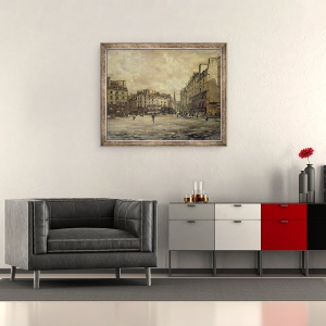 Tablou inramat - Emmanuel Lansyer - Place Maubert, Paris, 50 x 60 cm - Img 2