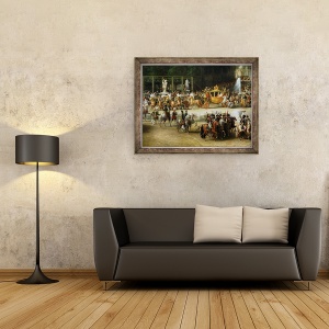 Tablou inramat - Etienne-Barthelemy Garnier - Intrarea lui Napoleon 1769-1821 si Marie-Louise 1791-1847 in Gradinile Tuileries in ziua nuntii lor, 70 x 90 cm - Img 2