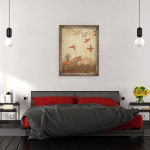 Tablou inramat - Etruscan - Barca de pescuit, de la Mormantul Vanatorii si Pescuitul, 60 x 80 cm - Img 3