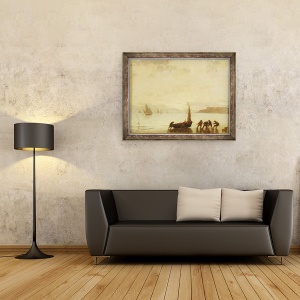 Tablou inramat - Eugene Louis Boudin - intoarcerea de la pescuit cu apusul soarelui, 60 x 80 cm - Img 3