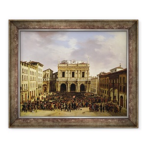 Tablou inramat - Faustino Joli - Oamenii din Brescia s-au adunat in Piazza della Loggia 23 martie 1849, 70 x 85 cm