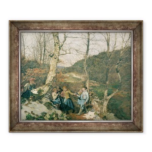 Tablou inramat - Ferdinand Georg Waldmuller - Primavara devreme in padurea vieneza, 50 x 60 cm