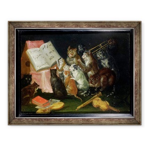 Tablou inramat - Ferdinand van Kessel - O adunare muzicala a pisicilor, 60 x 80 cm