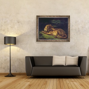 Tablou inramat - Ferdinand Victor Eugene Delacroix - Leul de odihna, 60 x 80 cm - Img 2