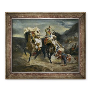 Tablou inramat - Ferdinand Victor Eugene Delacroix - Lupta de la Giaour si Hassan, 70 x 85 cm