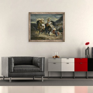 Tablou inramat - Ferdinand Victor Eugene Delacroix - Lupta de la Giaour si Hassan, 50 x 60 cm - Img 2