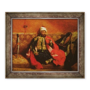 Tablou inramat - Ferdinand Victor Eugene Delacroix - Un turc fumand stand pe o canapea, 70 x 85 cm