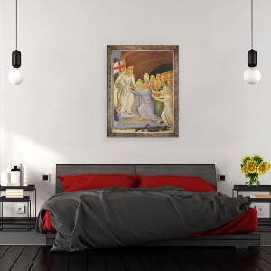 Tablou inramat - Fra Angelico - Scene din viata lui Hristos, al treilea panou reprezentand coborarea in Limo detaliu al grupului inaintea lui Hristos, 60 x 80 cm - Img 3